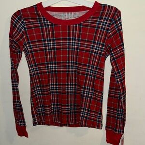 Red Plaid Long Sleeve Pajama Shirt